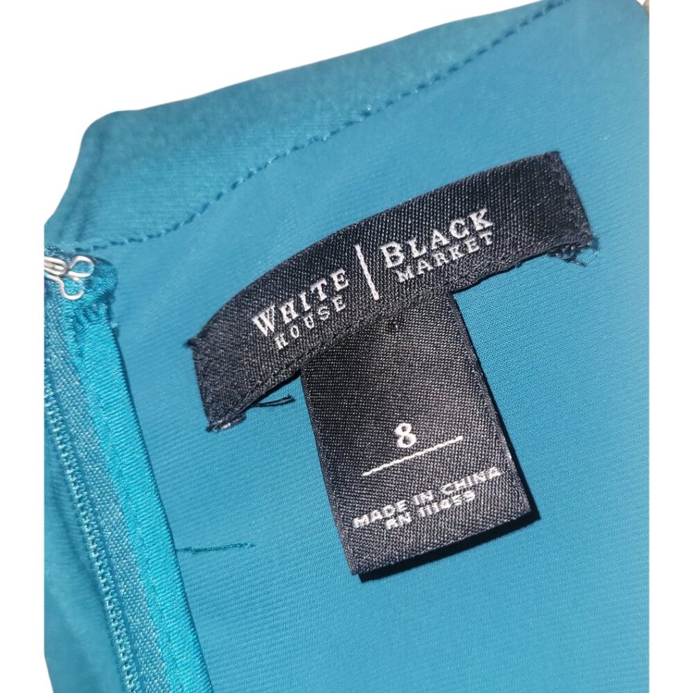 White House Black Market teal tiered jersey sheath dress size 8 - Picture 7 of 9